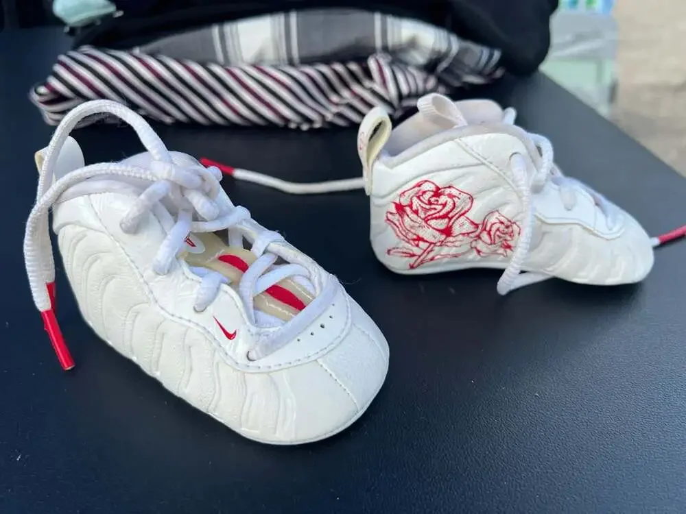Nike Little Posite One TD Bodega Rose White Red Crib Bootie Baby Shoes